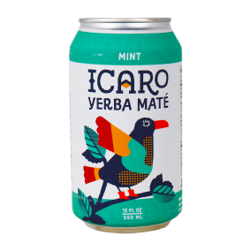 Front of Icaro Soarkling Yerba Mate Tea Mint