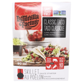 Front of La Tortilla Factory Gluten-Free Sauce Starter Classic Taco