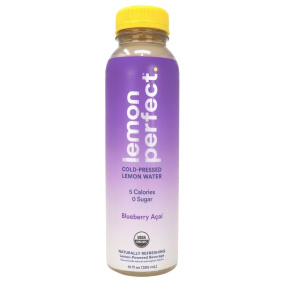 Front of Lemon Perfect Cold-Pressed Lemon Water Blueberry Acai