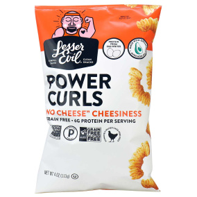 Front of Lesser Evil Paleo Power Curls No Cheese Cheesiness, 113g