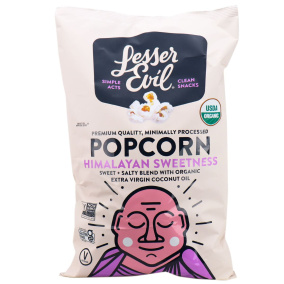 Front of Lesser Evil Organic Popcorn Himalayan Sweetness, 198g