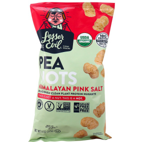 Front of Lesser Evil PeaNOTS Plant Protein Nuggets Himalayan Pink Sea Salt