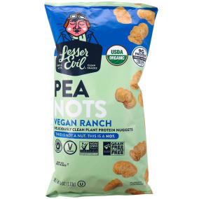 Front of Lesser Evil PeaNOTS Plant Protein Nuggets Vegan Ranch