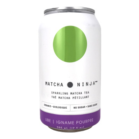 Front of Matcha Ninja Sparkling Matcha Tea Ube