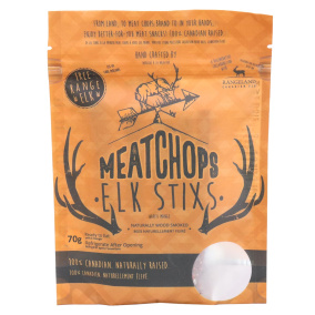 Front of Meat Chops Free Range Elk Stixs Naturally Wood Smoked, 70g
