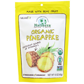 Front of Natierra Organic Freeze-Dried Pineapple, 43g