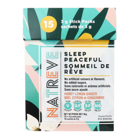 Natreve Sleep Peaceful Dietary Supplement Honey Lemon Ginger, 15 Stick Packs