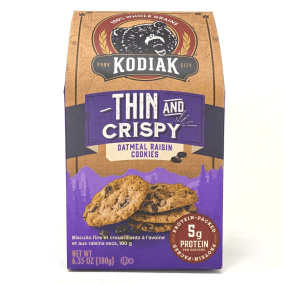 Front of Kodiak Thin and Crispy Oatmeal Raisin Cookies 