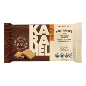 Front of NütriNugget Raw Superfood Squares Karamel, 65g