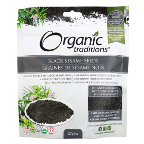 Front of Organic Traditions Black Sesame Seeds, 227g