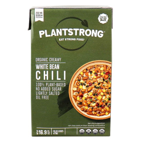Front of PLANTSTRONG Plant-Based Organic Creamy White Bean Chili, 479g