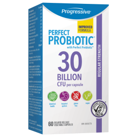 Front of Progressive Perfect Probiotic Delayed-Release 30 Billion CFU, 60 Capsules