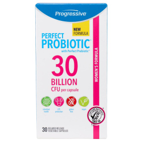 Front of Progressive Perfect Probiotic Women’s Support 30 Billion CFU, 30 Capsules