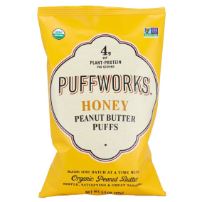 Front of Puffworks Honey Peanut Butter Puffs, 99g
