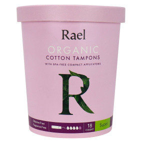 Front of Rael Organic Cotton Tampons Super 