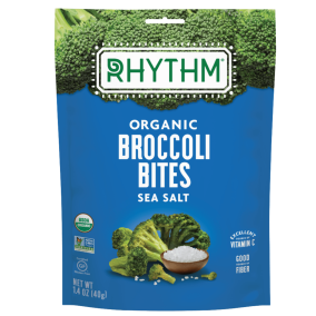 Front of Rhythm Superfoods Organic Broccoli Bites Sea Salt, 40g