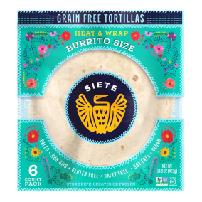 Front of Siete 10" Grain-Free Burrito Sized Tortilla