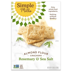 Front of Simple Mills Grain-Free Almond Flour Crackers Rosemary & Sea Salt, 120g