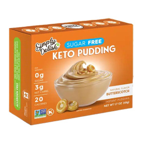 Front of Simply Delish Keto Instant Pudding Butterscotch