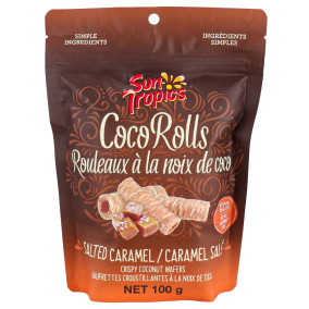 Sun Tropics CocoRolls Salted Caramel Rolled Coconut Wafers, 100g