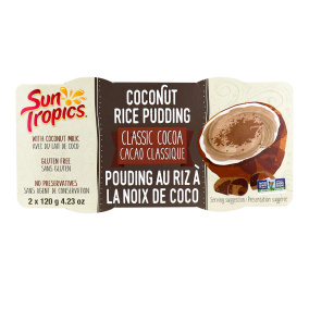 Front of Sun Tropics Coconut Rice Pudding Classic Cocoa, 240g