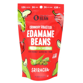 Front of The Only Bean High Protein Crunchy Roasted Edamame Sriracha