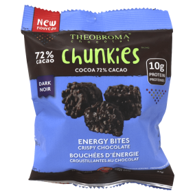 Front of Theobroma Chocolat Chunkies Crispy Dark Chocolate Energy Bites