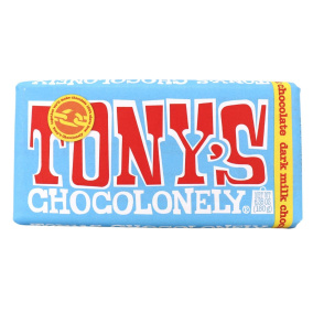 Front of Tony's Chocolonely Dark Milk Chocolate