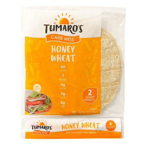 Front of Tumaro’s Carb Wise Honey Wheat Wrap, 8 Wraps