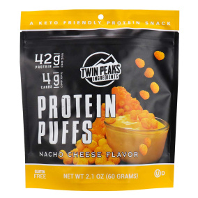 Front of Twin Peaks Ingredients Keto Protein Puffs Nacho Cheese Flavor, 60g