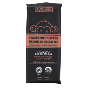 Front of EVOLVED Chocolate Hazelnut Butter Filled Bar, 2.5-oz.