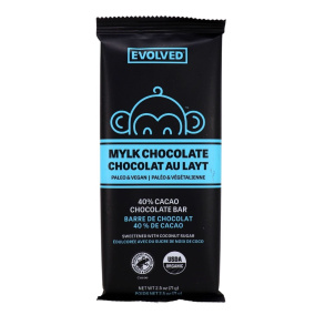 Front of EVOLVED Chocolate Mylk Chocolate Bar, 2.5-oz.