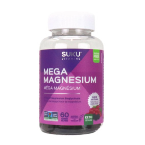 Suku Vitamins Sugar-Free Gummies Mega Magnesium with Magnesium Bisglycinate, 60 Gummies