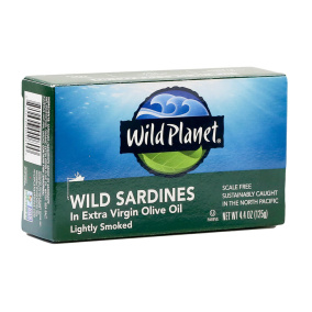 Wild Planet Non-GMO Wild Sardines in Extra Virgin Olive Oil Lightly Smoked, 125g